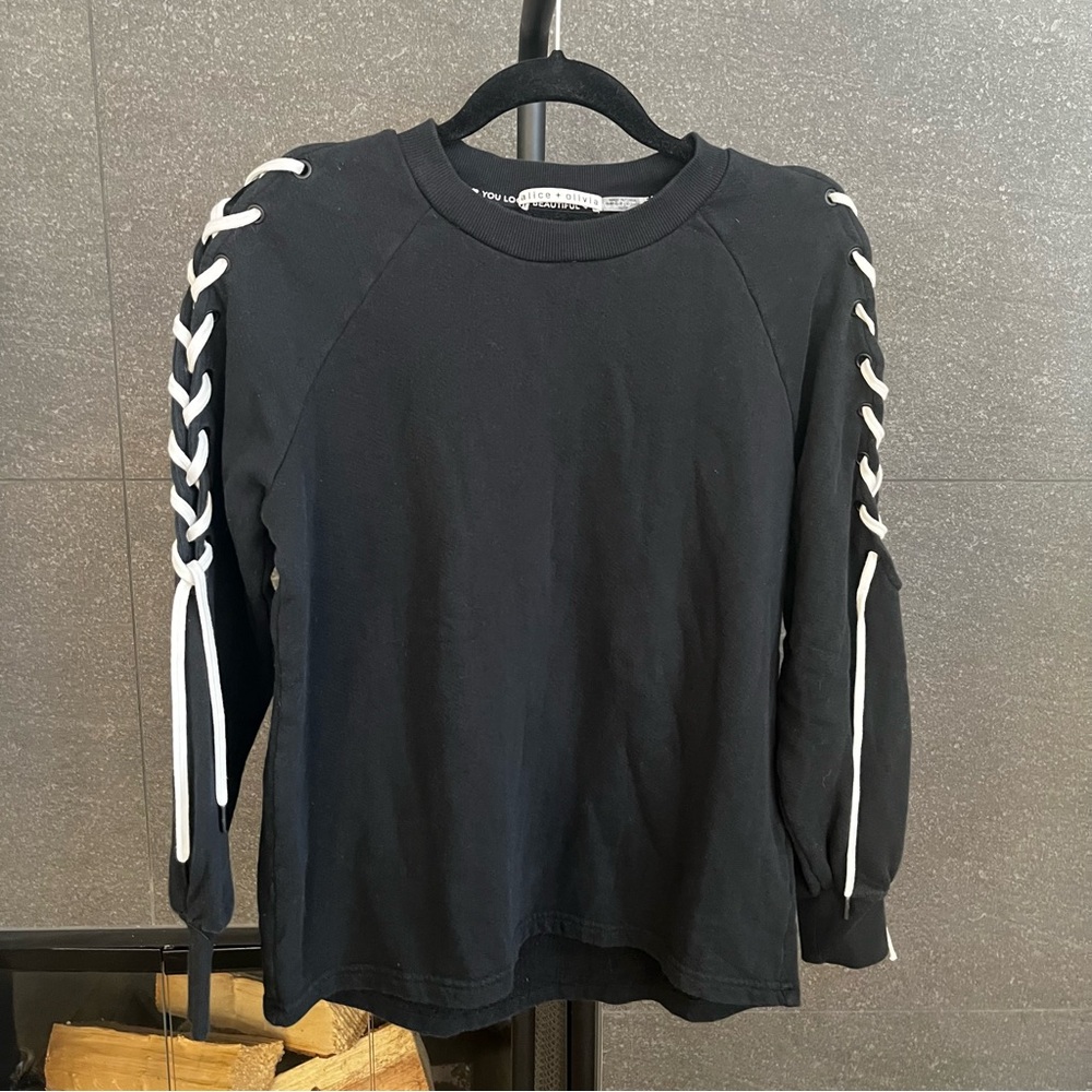 Alice + Olivia Charlotte Lace Up Sweatshirt Size XS